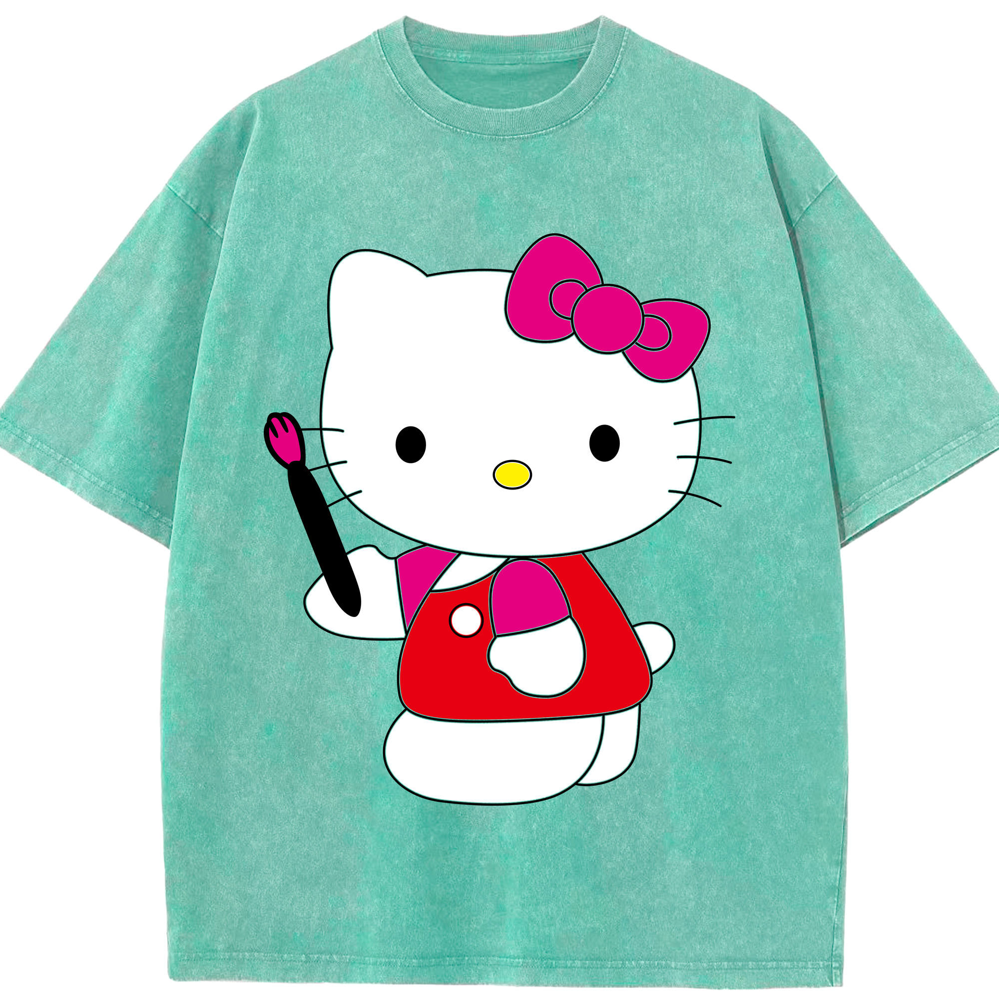 （画像用） Hello Kitty ハローキティ 綿100% ヴィンテージ風 半袖Tシャツ（フロントプリント）